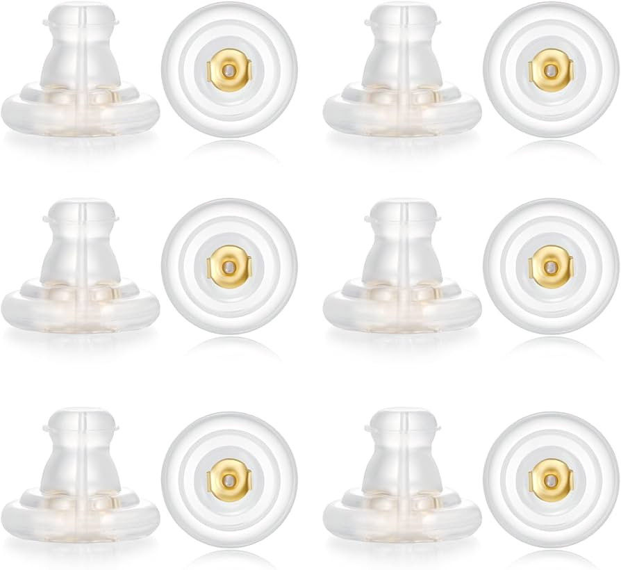 12pcs Big Silicone Earring Backs Replacements, 18K Gold Plated Earring Backs Replacements for Stu... | Amazon (US)
