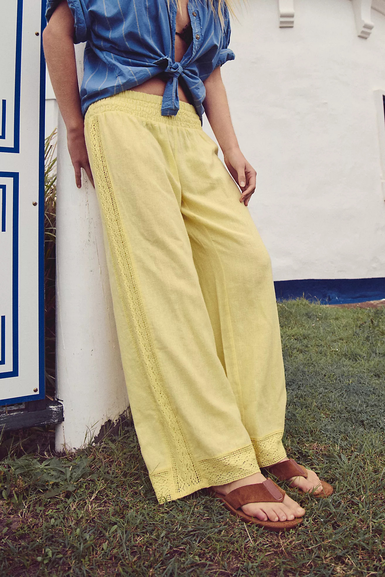 Seaside Cotton-Linen Lace Pants | Free People (Global - UK&FR Excluded)