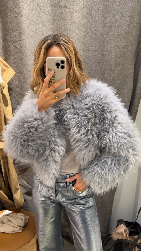 Snagged the cutest fur jacket and silver accessories for my party tomorrow! Size small on jacket, 36 on pants (2) and small on tank 

#LTKHoliday #LTKstyletip #LTKGiftGuide