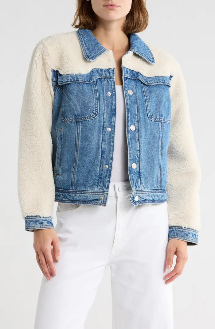 The Backbend Fleece Trim Denim Trucker Jacket | Nordstrom Rack