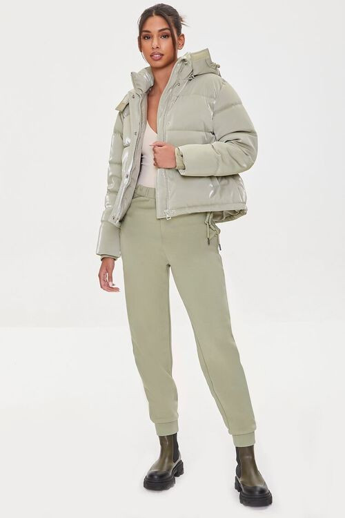 Faux Leather Hooded Puffer Jacket | Forever 21 (US)