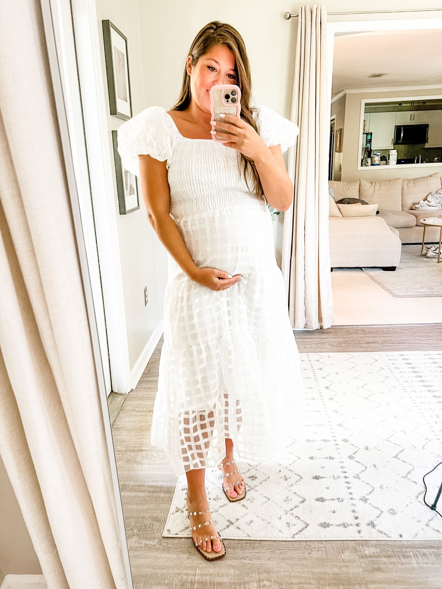 Bridal dress, shower dress, spring dress, wedding guest dress 

Wearing a large, a little too tight on the bump. If expecting, size up!

#LTKSeasonal #LTKbump #LTKunder50