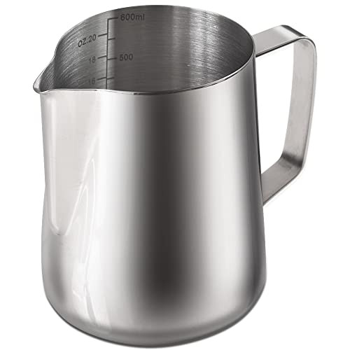 homEdge Espresso Steaming Pitchers 20 OZ / 600ml, Stainless Steel Frothing Pitcher with Measurement Scale | Amazon (US)