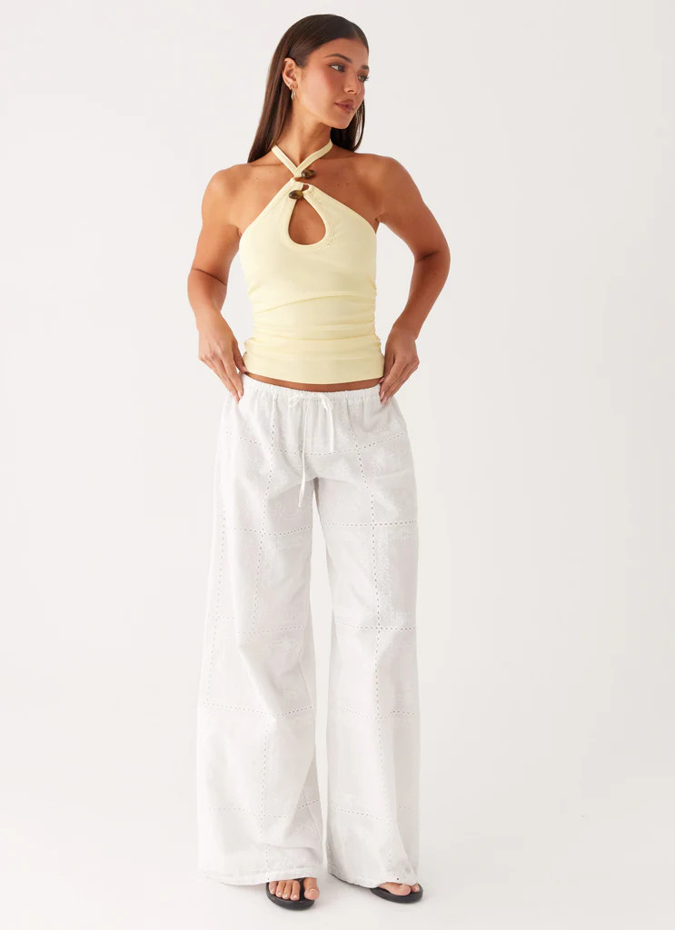 Bille Low Rise Pants - White | Peppermayo (Global)