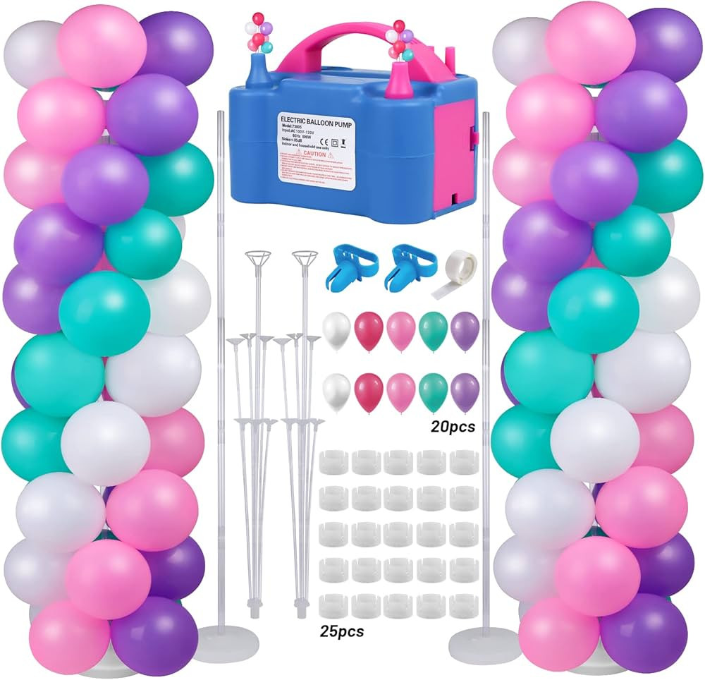 Gifts2U Balloon Column Stand and Balloon Pump, Electric Balloon Pump with 2 Sets 7Ft Ajustable Ba... | Amazon (US)