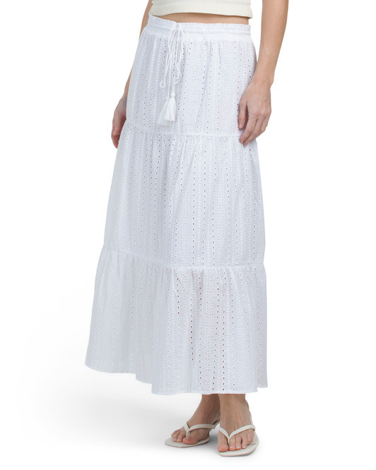 Tiered Eyelet Maxi Skirt | TJ Maxx