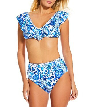 Gibson & Latimer Casablanca Whipstitch Detail High Waist Swim Bottom | Dillard's | Dillard's