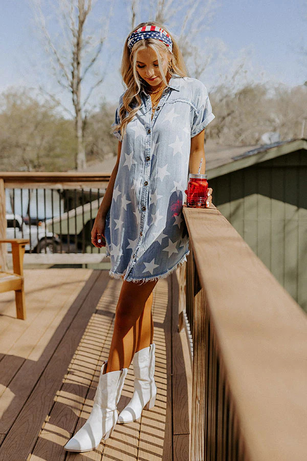 Summer Glow Chambray Dress | Impressions Online Boutique