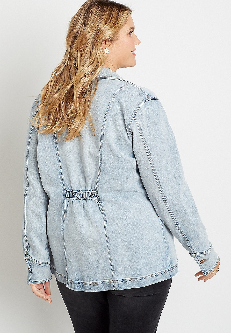 Plus Size Denim Pocket Utility Jacket | Maurices