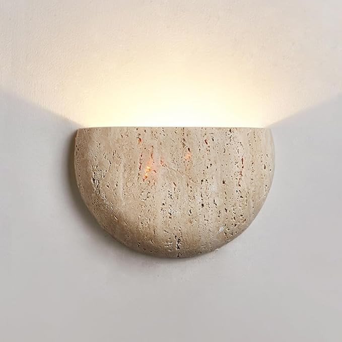 Nordic Modern Marble Wall Sconce Half Moon Semi Circle Shade Hallway Wall Light Vintage Natural S... | Amazon (US)