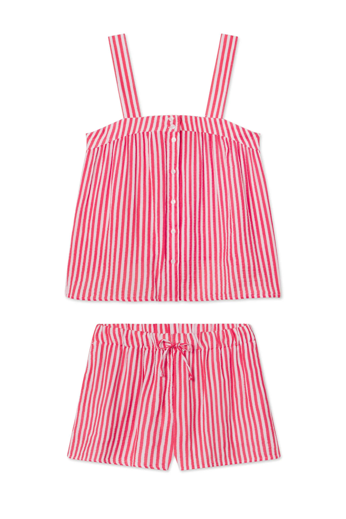 Hamptons Shorts Set in Bougainvillea Stripe Gauze | Lake Pajamas