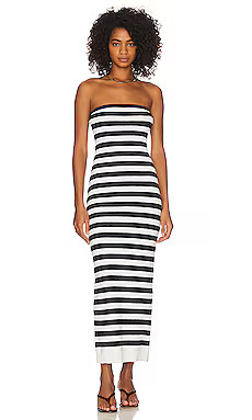 GRLFRND Paricia Striped Tube Maxi Dress in Ivory & Navy from Revolve.com | Revolve Clothing (Global)