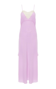 Lace-Trimmed Organic Silk Crepe De Chine Maxi Dress