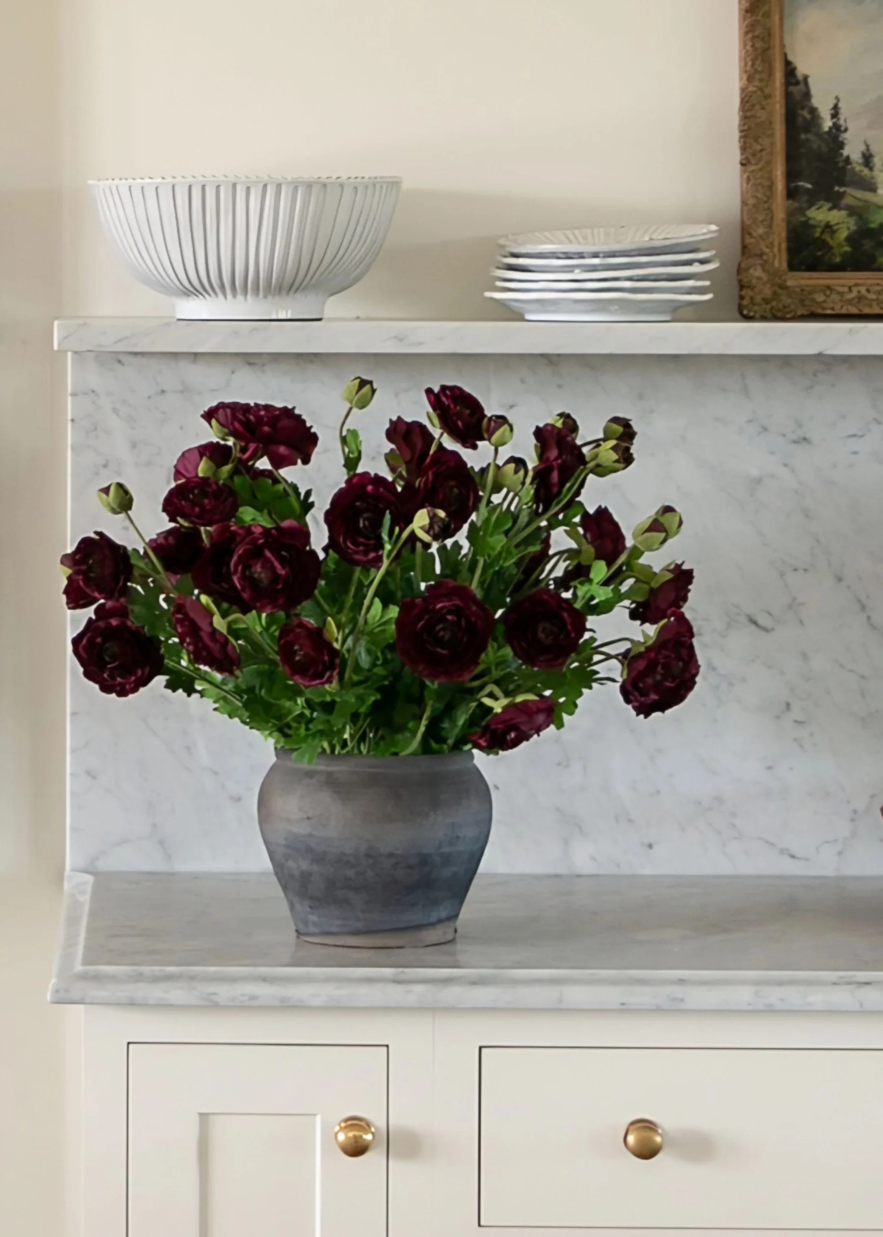 Ranunculus Bush in Eggplant | Faux Flowers in Fall Hues | Afloral | Afloral