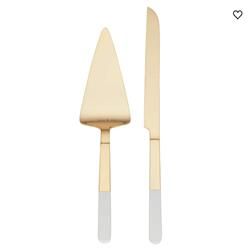 Lenox Kate Spade New York With Love Modern Gold Metal Cake Knife and Server | Kathy Kuo Home