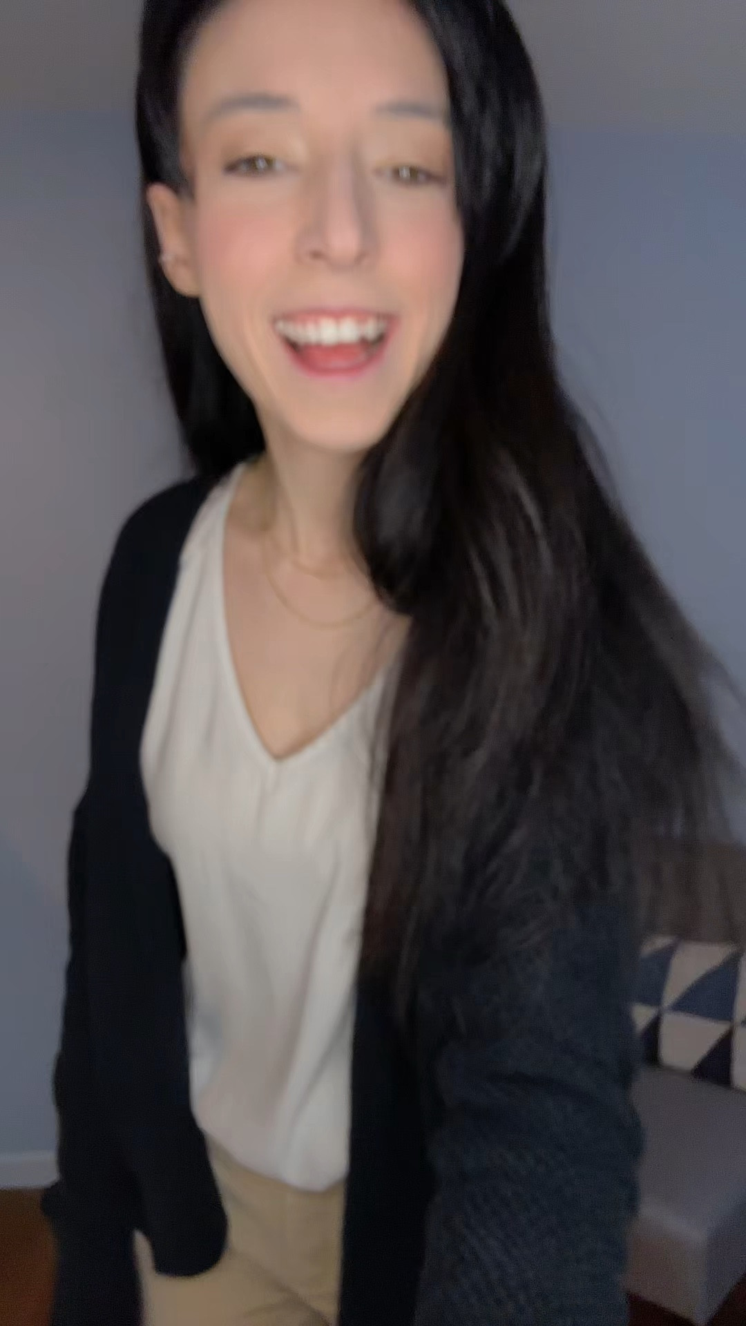 Keeping it classic for #WhatIWoreWednesday ✨ Khaki pants, a white tee, a black cardigan, and white sneakers—simple, timeless, and always a go-to! #CasualChic #EverydayStyle