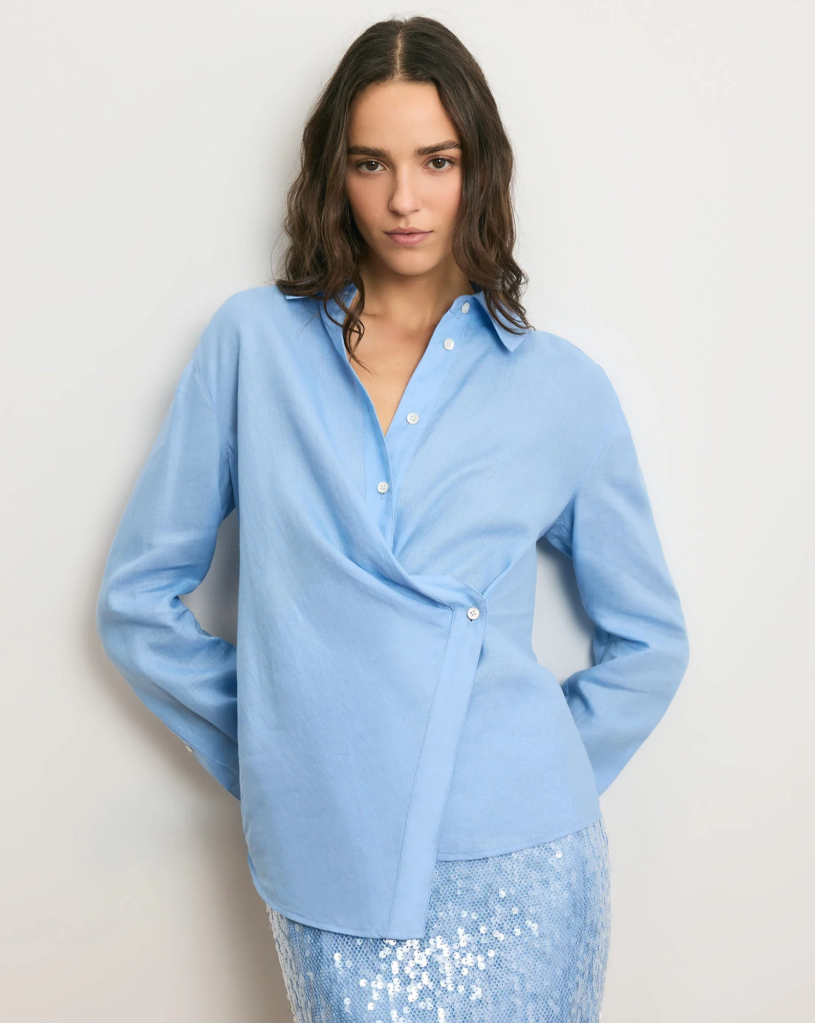 Veronica Beard Perezzi Button-Down Shirt Blue Jay | Veronica Beard