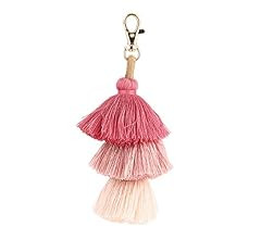 ZOONAI Women Colorful Tassels Charm Keychain Car Keyring Holder Bag Wallet Purse | Amazon (US)