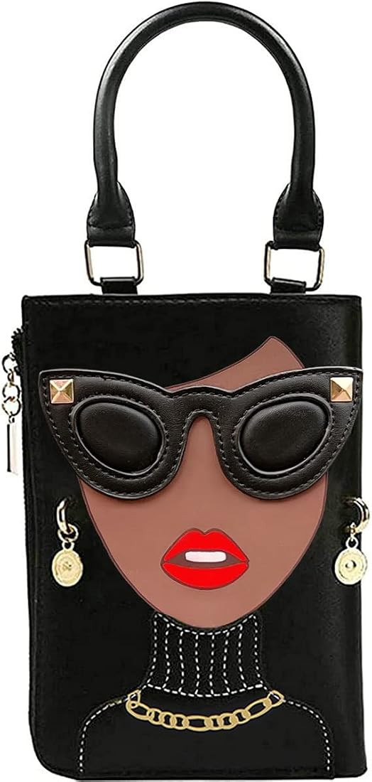 Novelty Personalized Women's 3D Lady Face PU Leather Top Handle Satchel Handbags Tote Funky Purse Cr | Amazon (US)