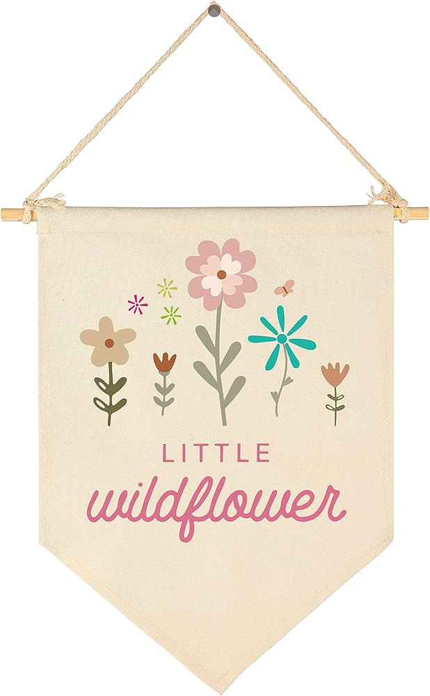 FYSIA Little Wildflower-Canvas Hanging Pennant Flag Banner Wall Sign Decor Gift for Nursery Bedro... | Amazon (US)
