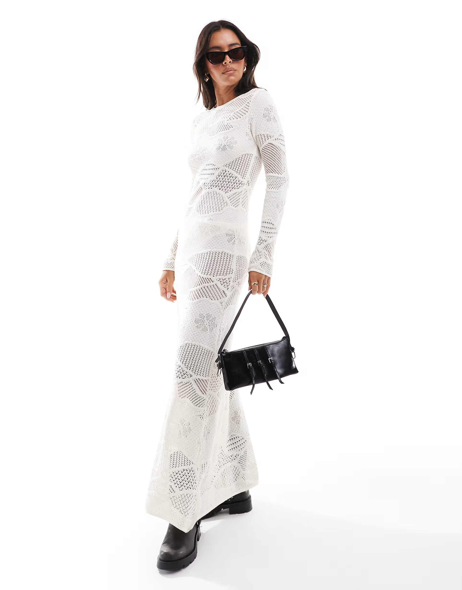 Mango mixed crochet maxi dress in white | ASOS (Global)