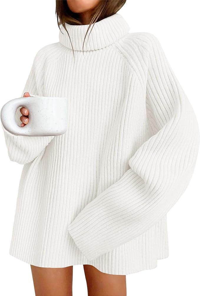 ZESICA Women's 2024 Winter Sweaters Oversized Turtleneck Long Sleeve Chunky Knitted Tunic Pullove... | Amazon (US)