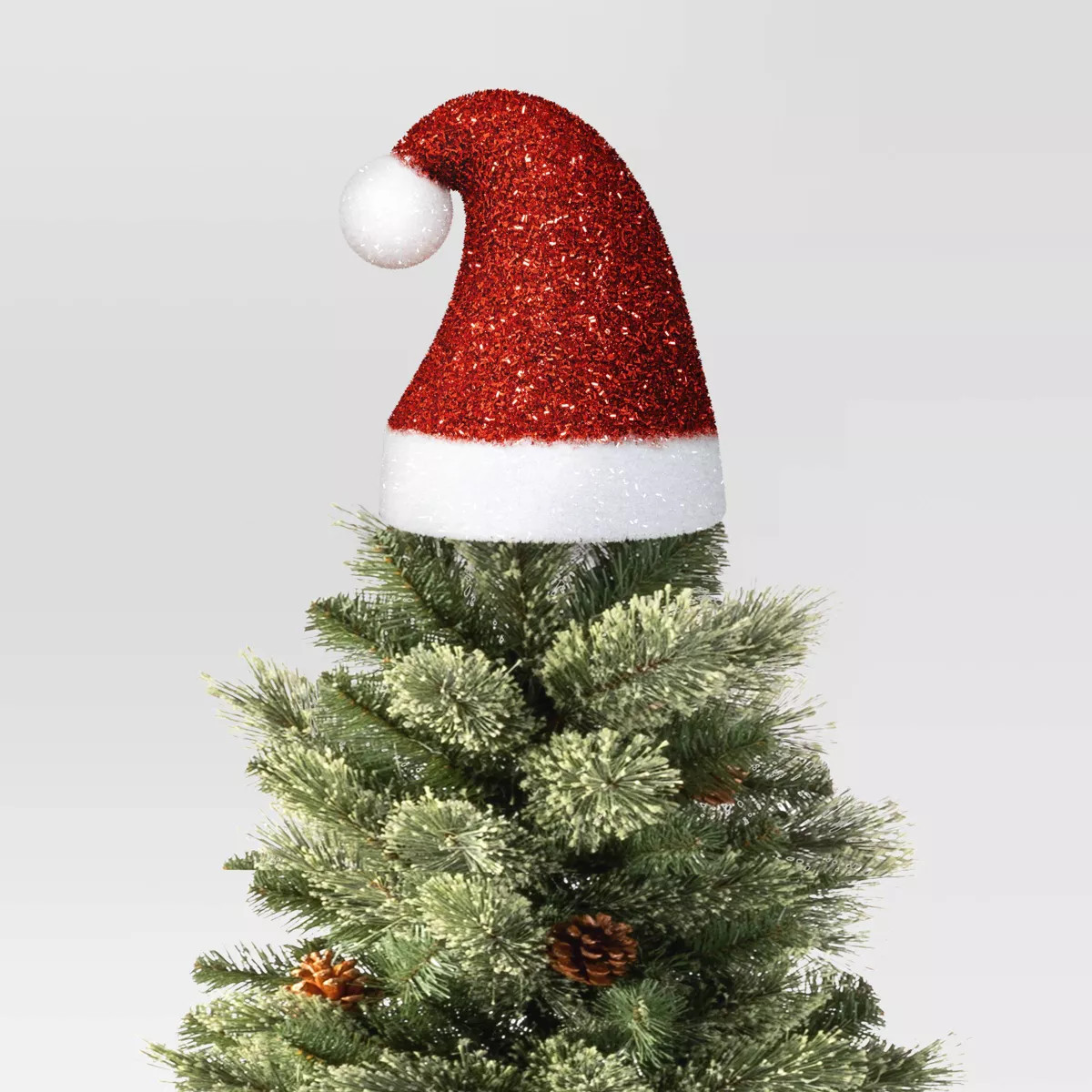 10" Tinsel Santa Hat Christmas Tree Topper Red/White - Wondershop™ | Target