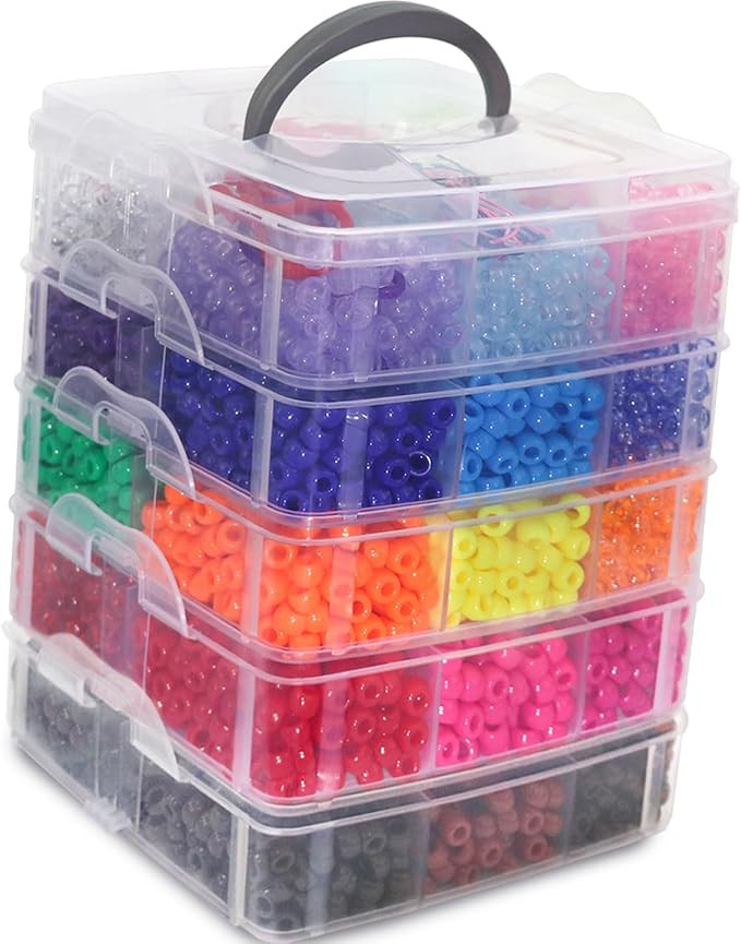 5700Pcs Pony Beads Bulk,30 Colors Rainbow Kandi Bead for Hair Braiding Friendship Bracelet Making... | Amazon (US)