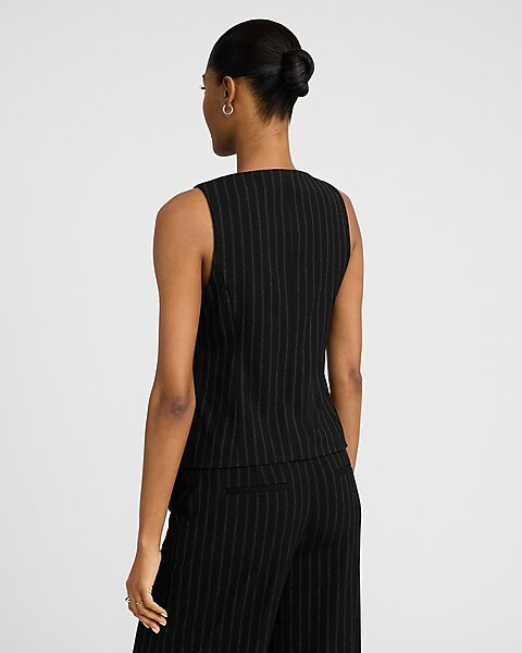 Striped Boat Neck Cutaway Blazer Vest | Express