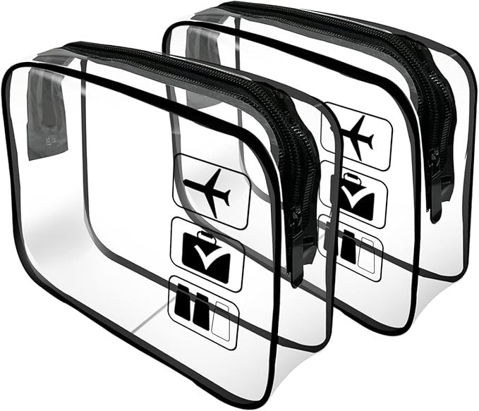 Clear Travel Toiletries Bag, 2 Pcs TSA Approved Toiletry Bag with Zippers Travel Accessories Port... | Amazon (UK)