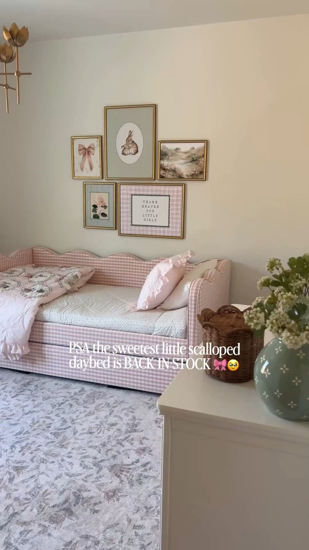 Reagan’s little big girl bed is back in stock! Gallery frames are (L to R) - 11x14, 12x16, 18x24 (two of those) and 12x16. I removed the mat on some of them and glass panels! Color is aged gold

#LTKSeasonal #LTKmomlife #LTKHome