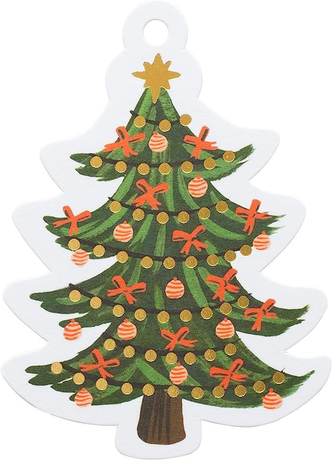 Rifle Paper Co. Pack of 8 Christmas Tree Die-Cut Gift Tags for Holiday Gifts, Includes Festive Ti... | Amazon (US)