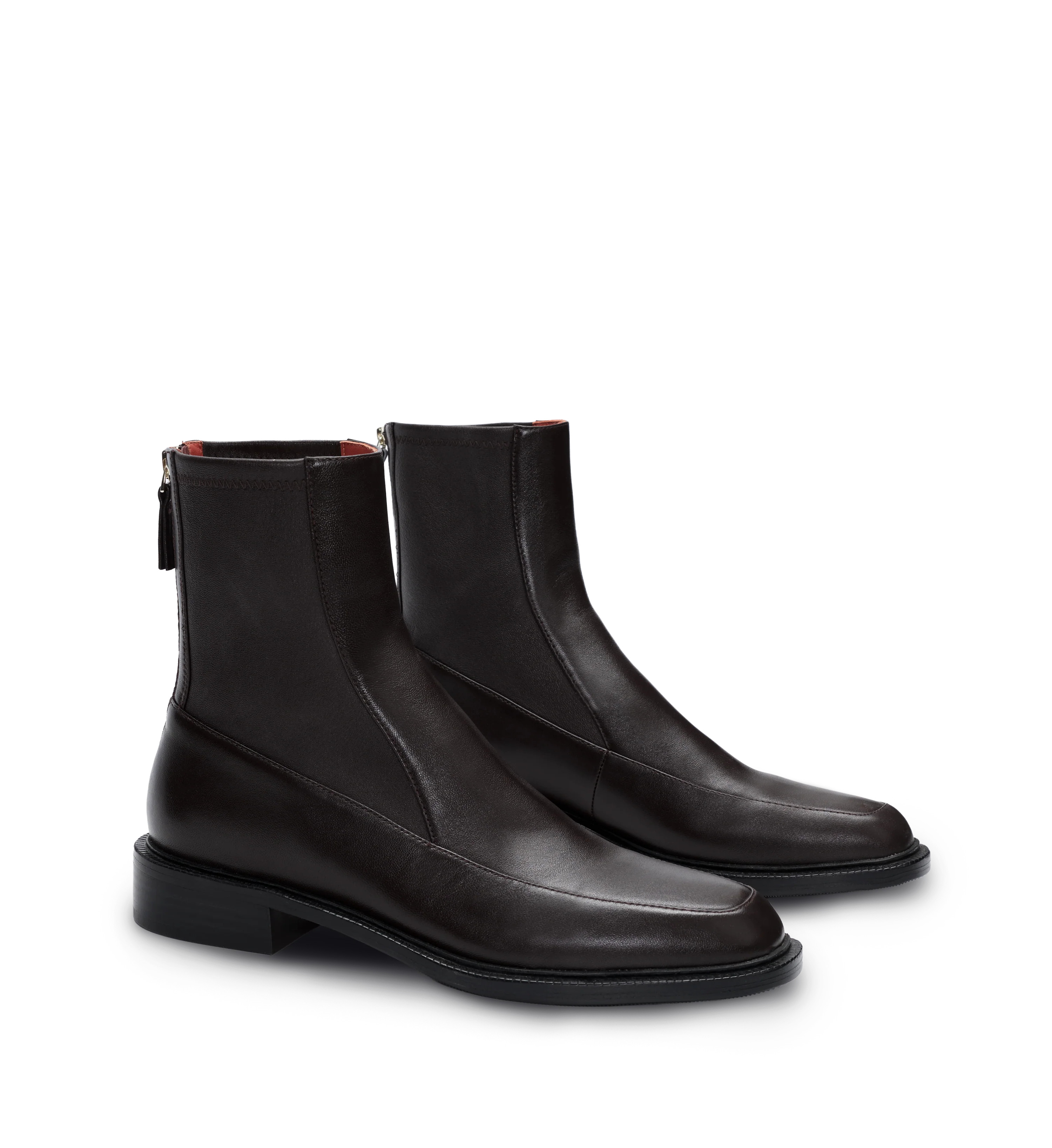 Robin Chocolate Brown Leather Flat Boots | Bared Footwear | Bared Footwear