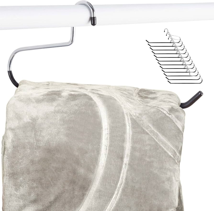 Blanket Hangers (12 Pack) - Stainless Steel Quilt Hangers with Vinyl Non-Slip Coating - Holds Up ... | Amazon (US)
