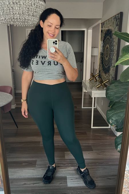 Girl with curves tee, curvy girl leggings, on sneakers. Wearing size L leggings, they run big, tons of stretch! #plussize #curvyfit

#LTKFitness #LTKover40 #LTKmidsize