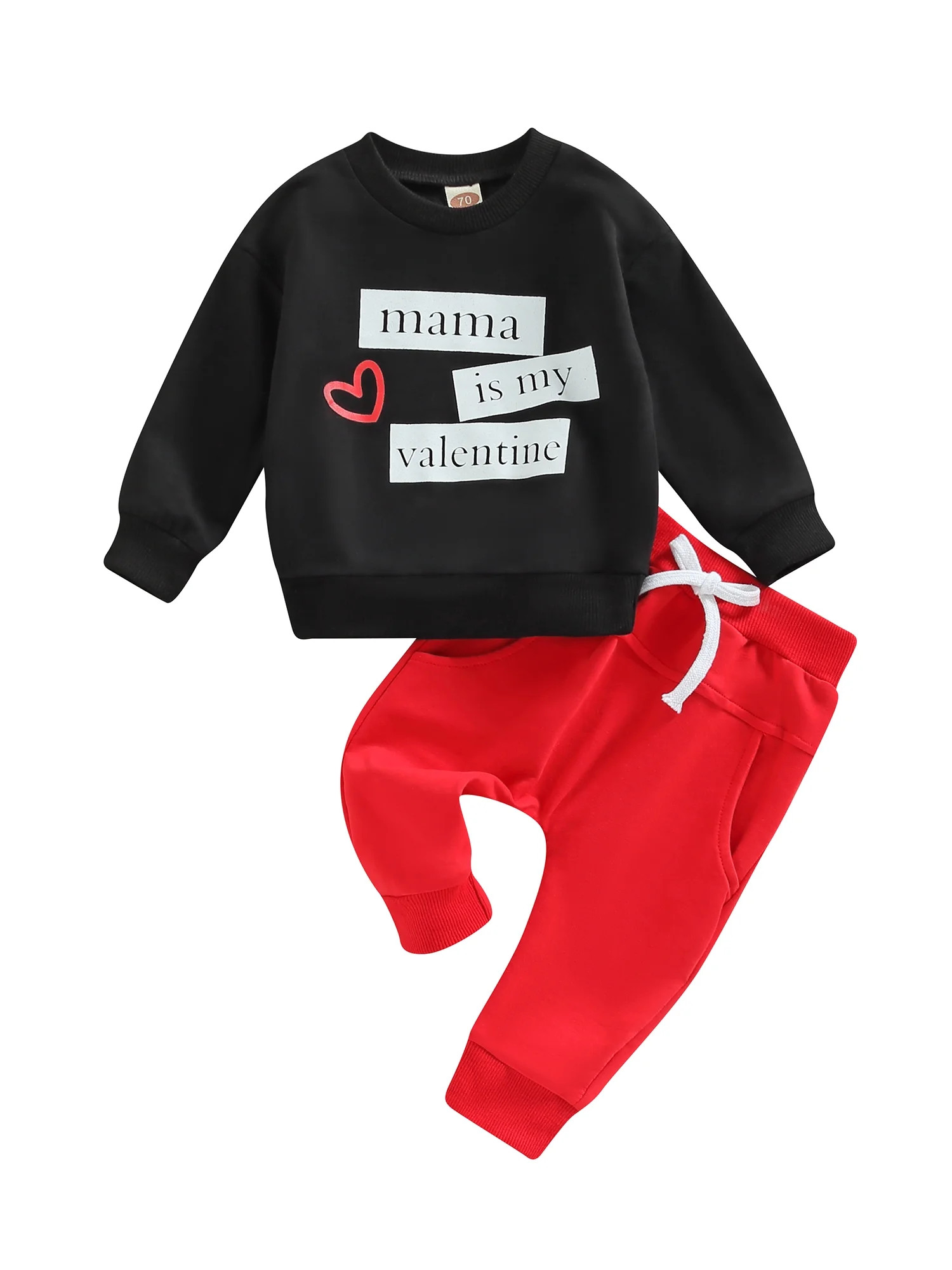 jaweiwi Baby Boys Valentine's Day Outfit Set Letter Heart Print Round Neck Long Sleeve Sweatshirt... | Walmart (US)