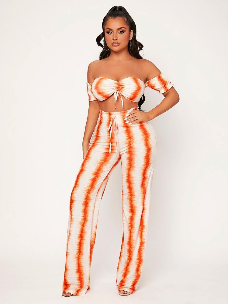 SHEIN SXY Tie Dye Drawstring Top & Pants | SHEIN