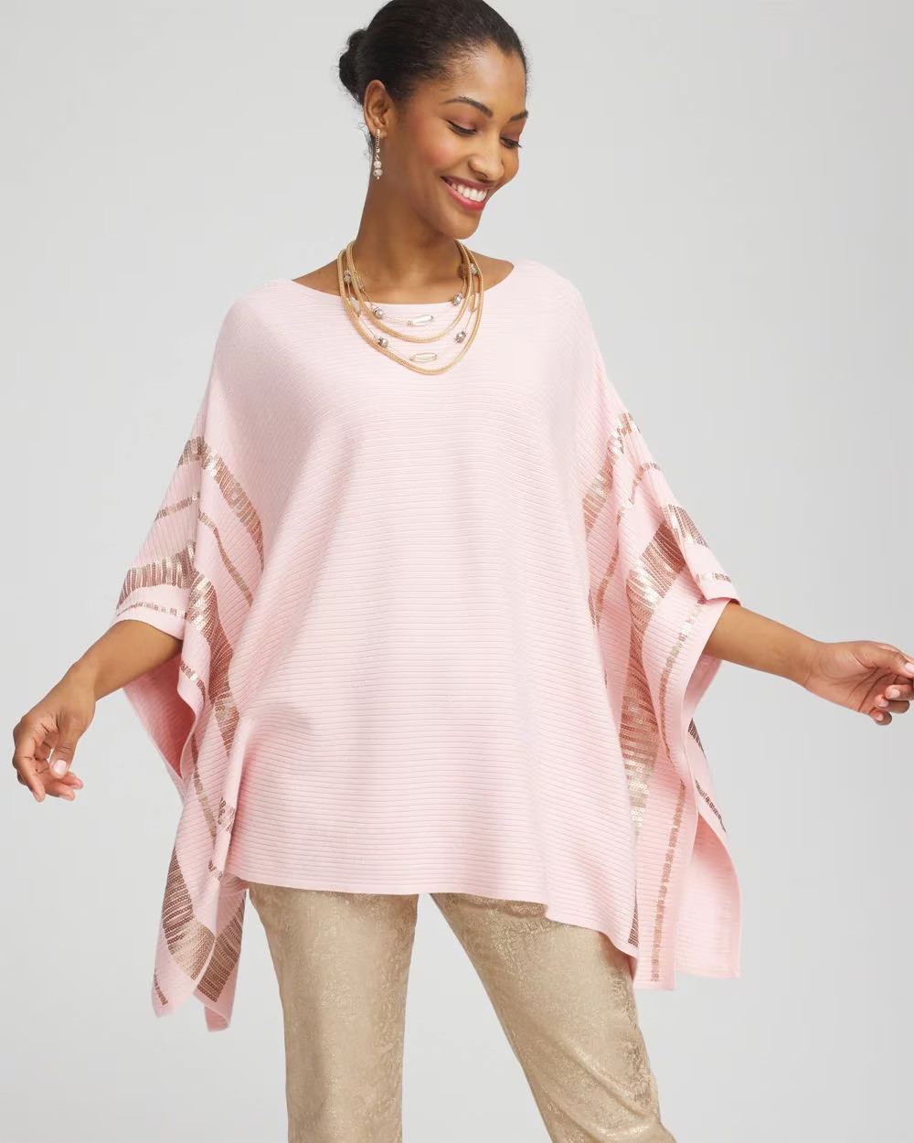 Sequin Striped Sweater Poncho | Chico's