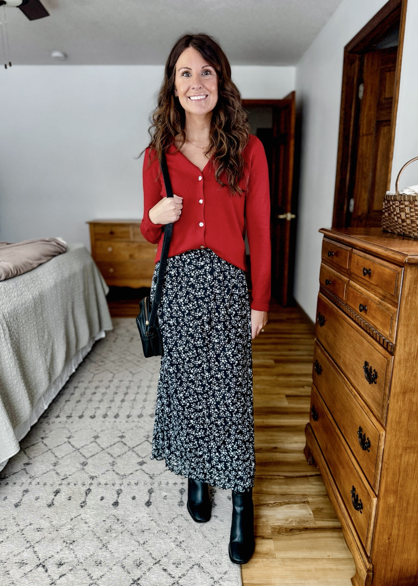 use INFG-25MARISSA10  for 10% off your first order from Quince (new customers only!)

Size small in my floral midi skirt, and size xs in my red cashmere cardigan (also linked more affordable options). My tall black boots are size 6.5.
 
#quincedenim #quincetryon #cashmeresweater #cottonsweater #cashmerecardigan #cottoncardigan #quincesweater 