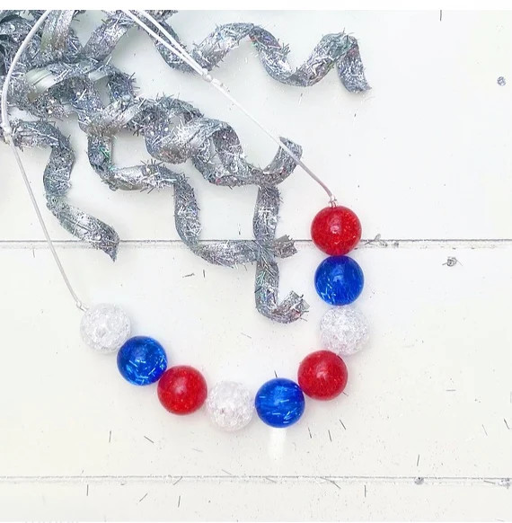 Patriotic Bubblegum Necklace for Girls Red White and Blue | Etsy | Etsy (US)