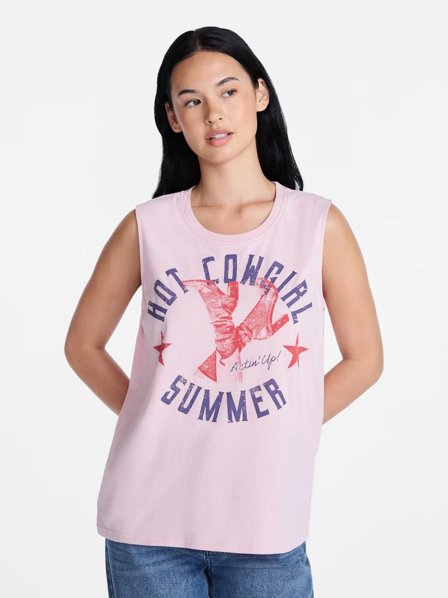 Americana Women's Hot Cowgirl Summer Graphic Muscle Tank Top from Way to Celebrate, Sizes S-XXXL - Walmart.com | Walmart (US)