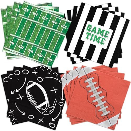 80 Pcs Football Napkins, 6.5 In Football Party Decorations Napkins 4 Designs Touchdown Paper Napk... | Amazon (US)