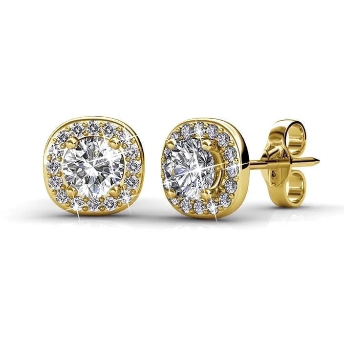 Cate & Chloe Ruth 18k Yellow Gold Plated Halo Stud Earrings with Swarovski Crystals Gift for Wome... | Walmart (US)