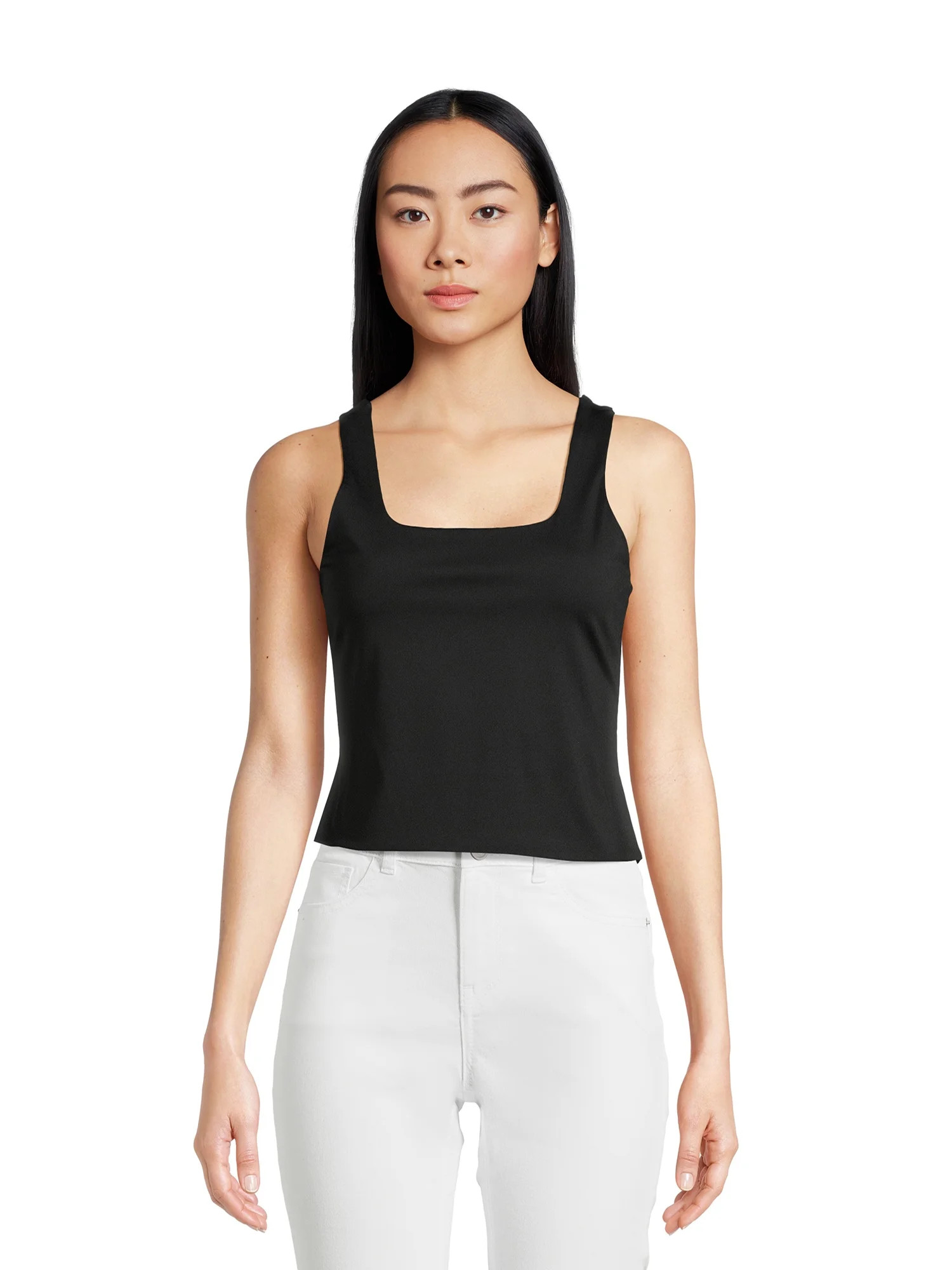 No Boundaries Juniors' Double Layer Square Neck Tank Top, Sizes XS-XXXL | Walmart (US)