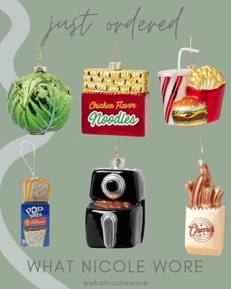 Just ordered my first food ornaments of this year 🙈 these are all $5-$7! // burger ornament, churro ornament, air fryer ornament, pop tart ornament, brussel sprout ornament, ramen ornament

#LTKHoliday #LTKfindsunder50