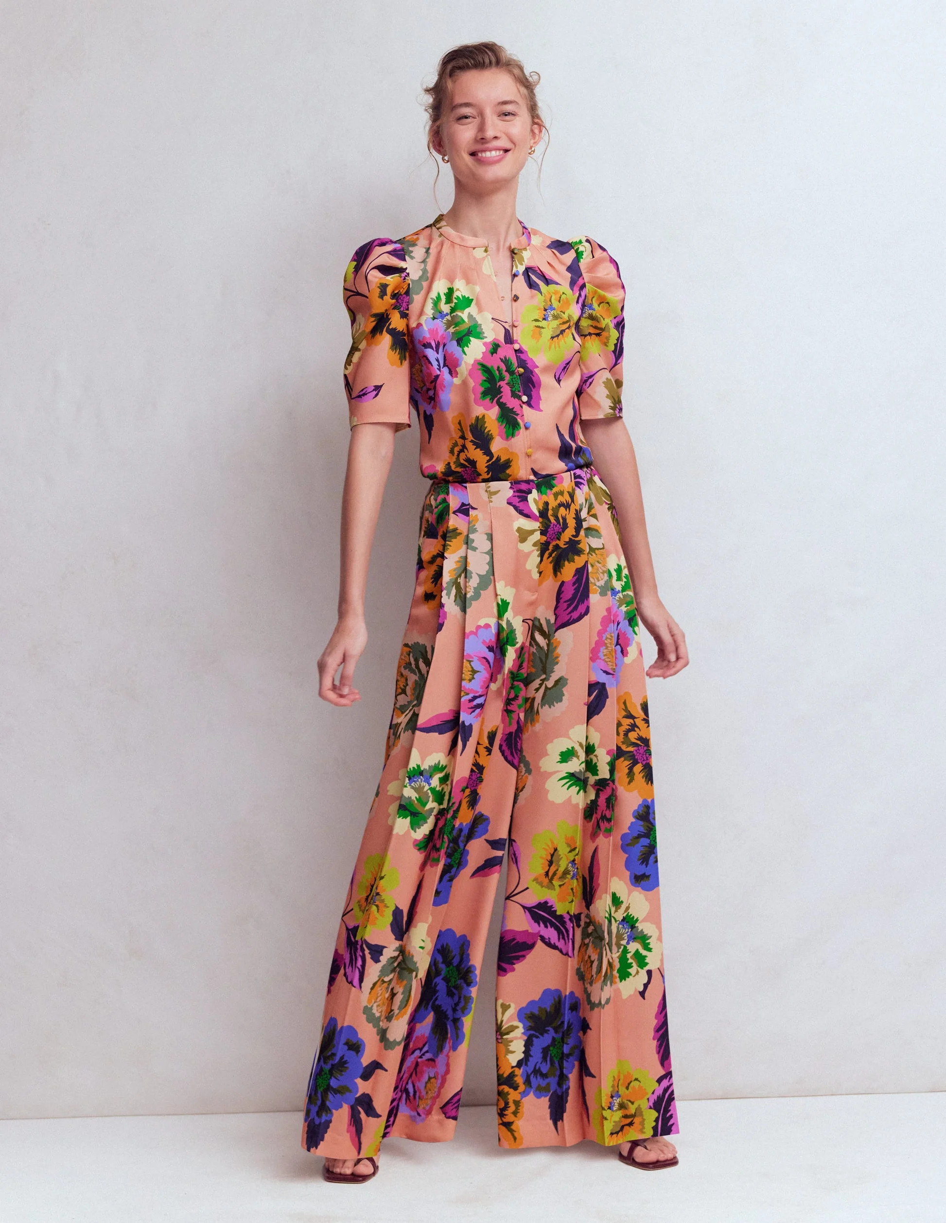 Regent Wide Leg Pants-Multi, Opulent Blossom | Boden (US)