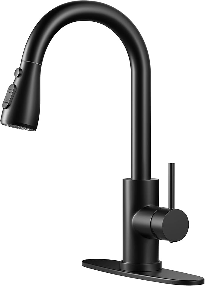 Kitchen Faucet with Pull-Down Spray Single Handle high arc Commercial Stainless Steel Matte Black... | Amazon (US)