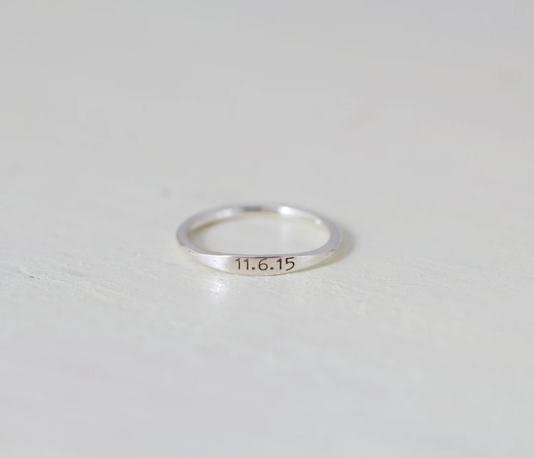 Dainty Engraved Name Ring Dainty Ring Name Ring Date Ring Mother Gift Valentines Day Gifts - Etsy | Etsy (US)