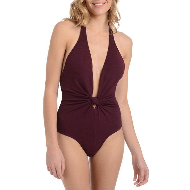Cyn And Luca Solid Texture Swimsuit One Piece | Walmart (US)