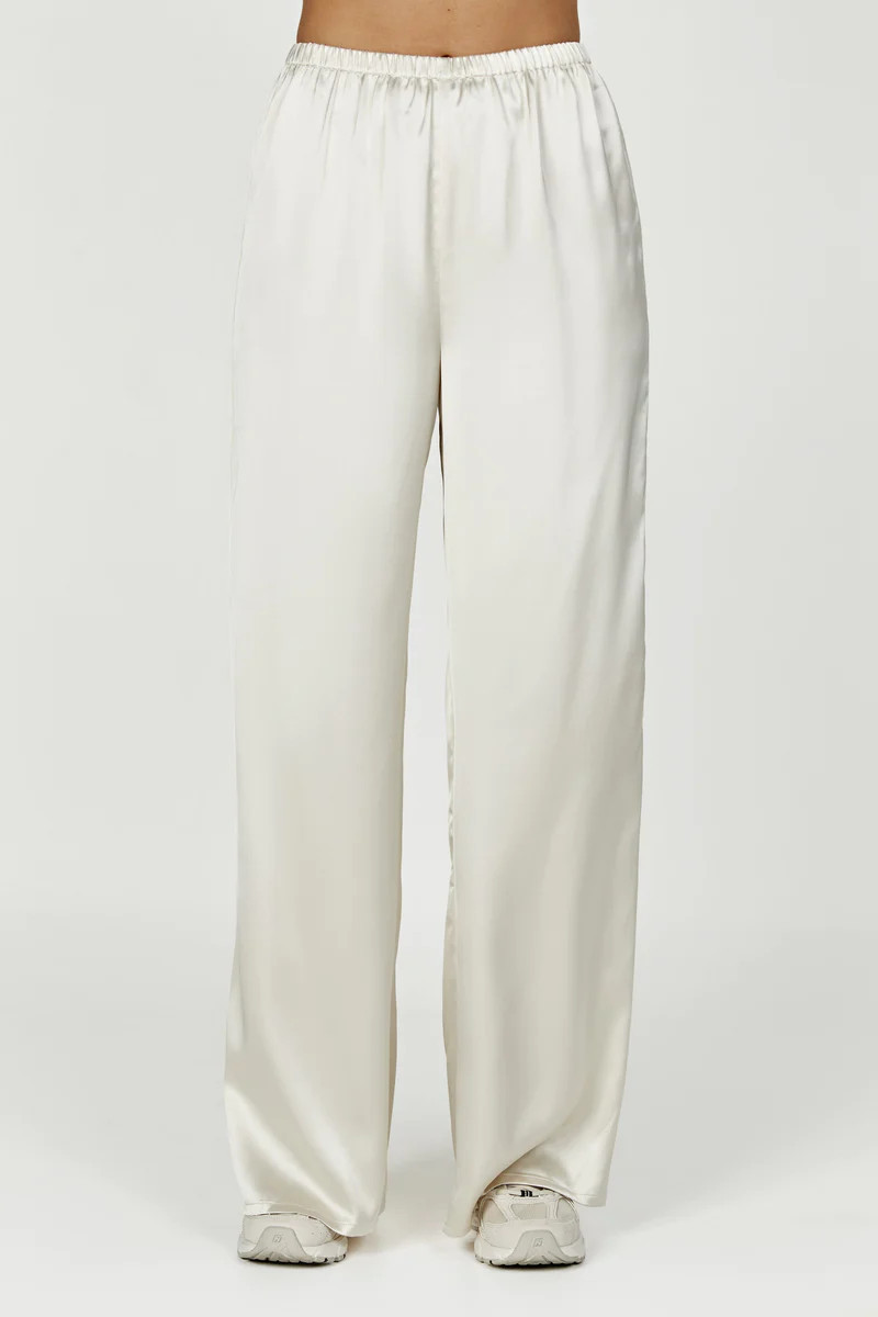 Marciela Satin Straight Leg Pant - Ivory | MESHKI US